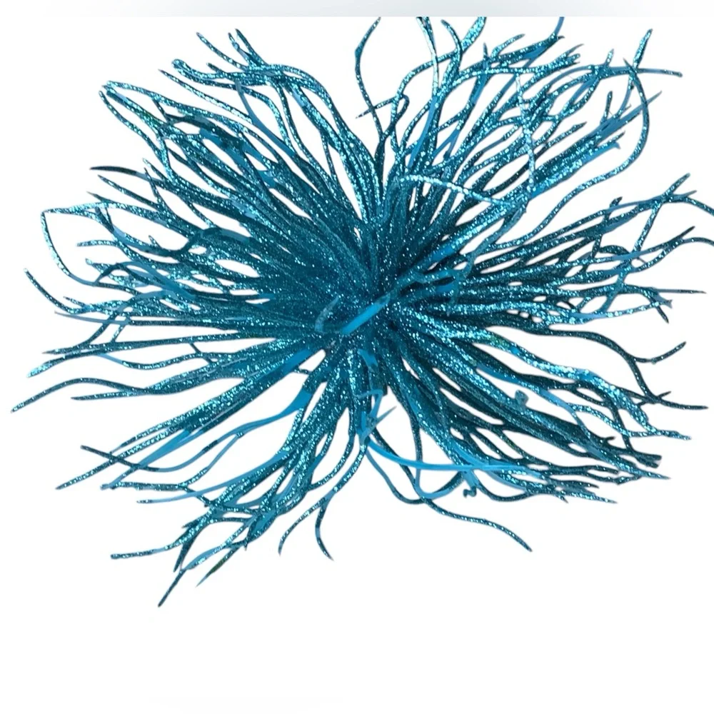 Decorative Sea Urchin Blue Glitter Ball Nautical Ocean Sea Decor